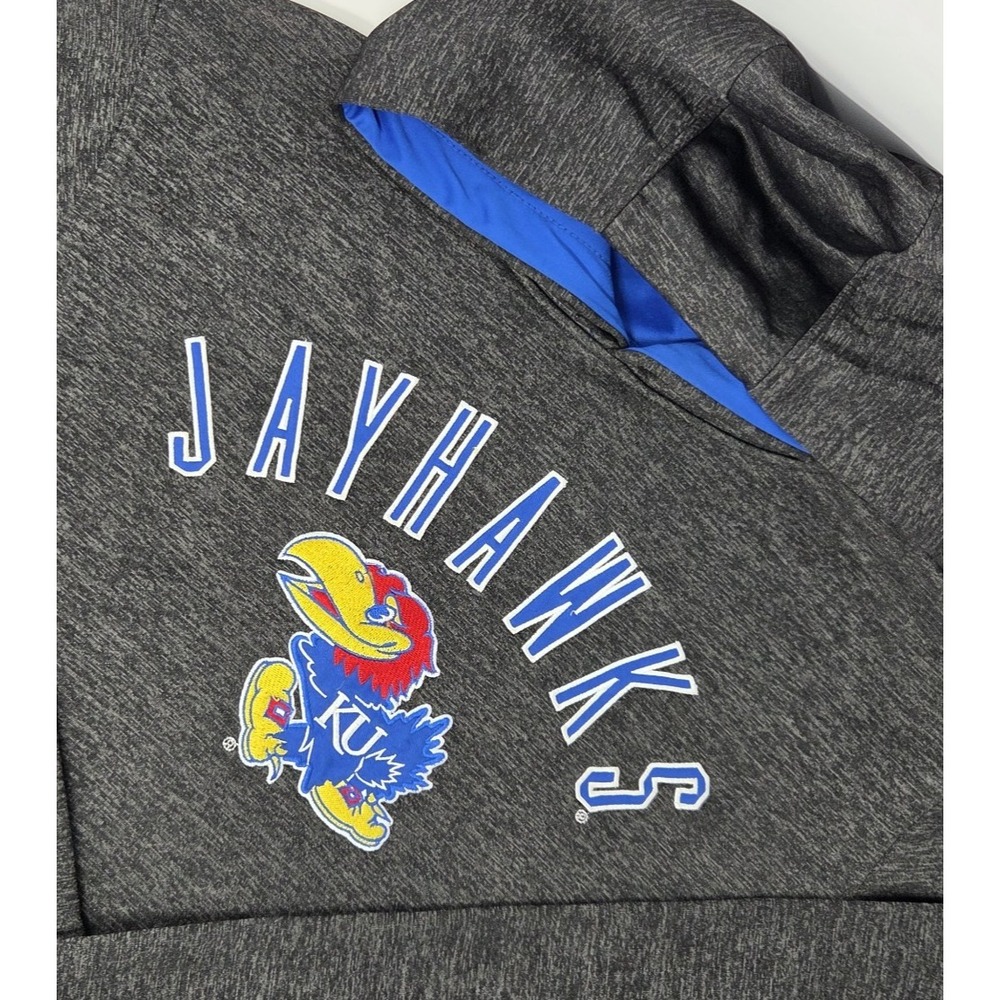 Kansas Jayhawks Hoodie Mens XL KU Embroidered Logo Gray Pullover College‎ NCAA